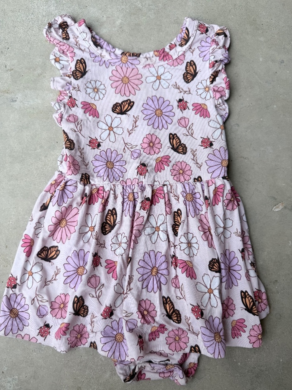 Toddler Butterfly and Flowers Twirl Bodysuit Dress